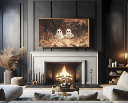 Tiny Ghosts in the Woods Halloween Frame TV Art