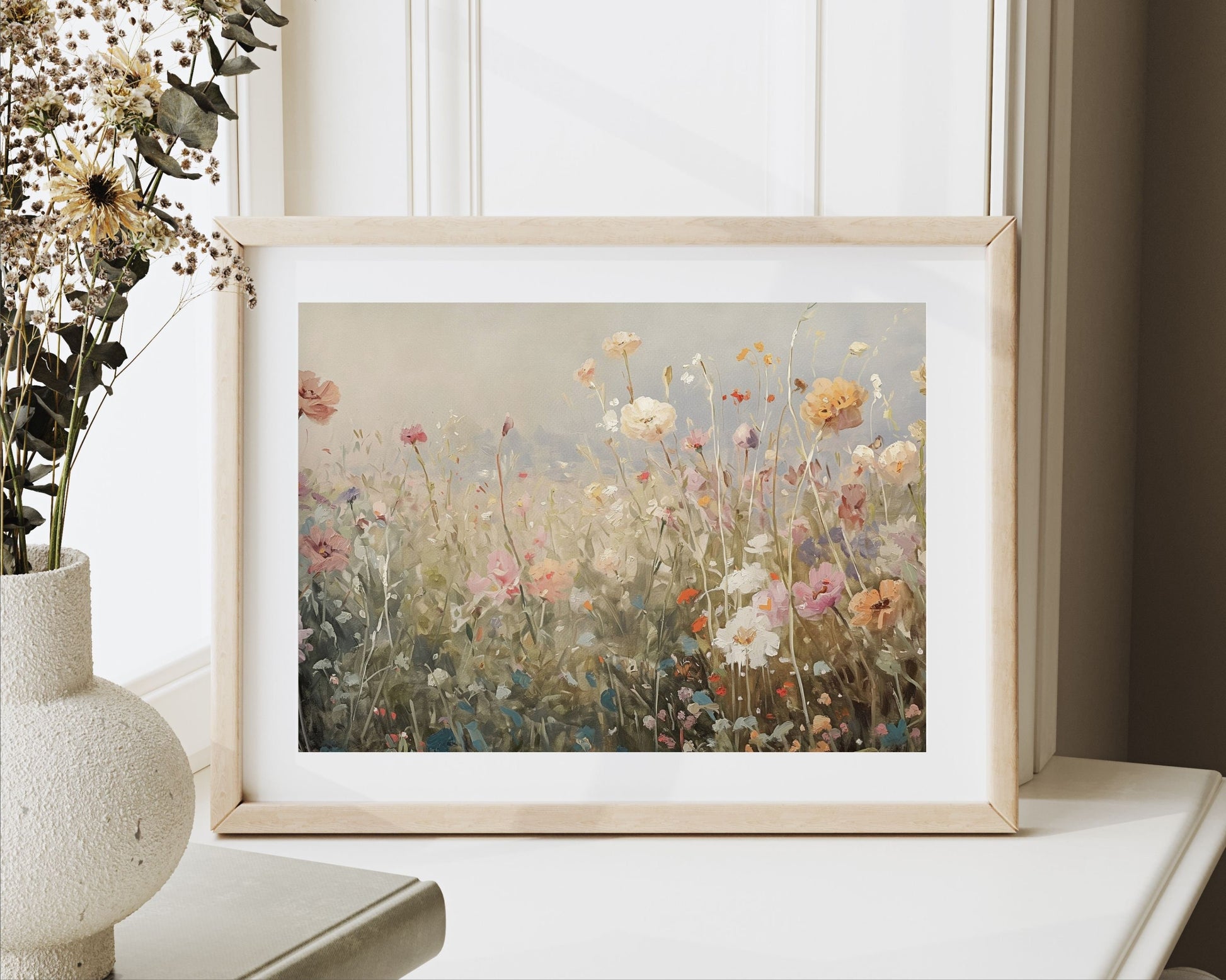 Pink Wildflowers Vintage Style Printable Wall Art