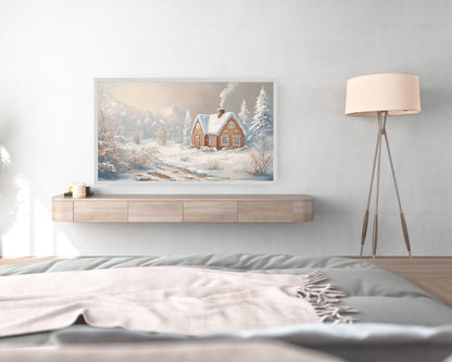 Pink Christmas Frame TV Art Gingerbread House
