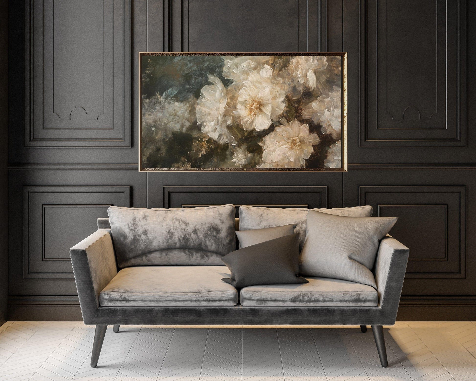 Abstract Blush Pink Fall Florals Frame TV Art