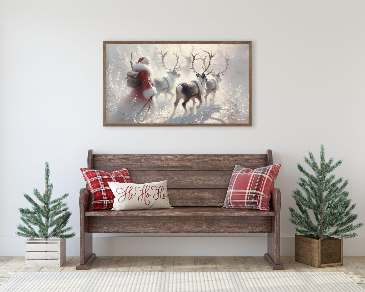 Santa and Reindeer Magical Christmas Frame TV Art