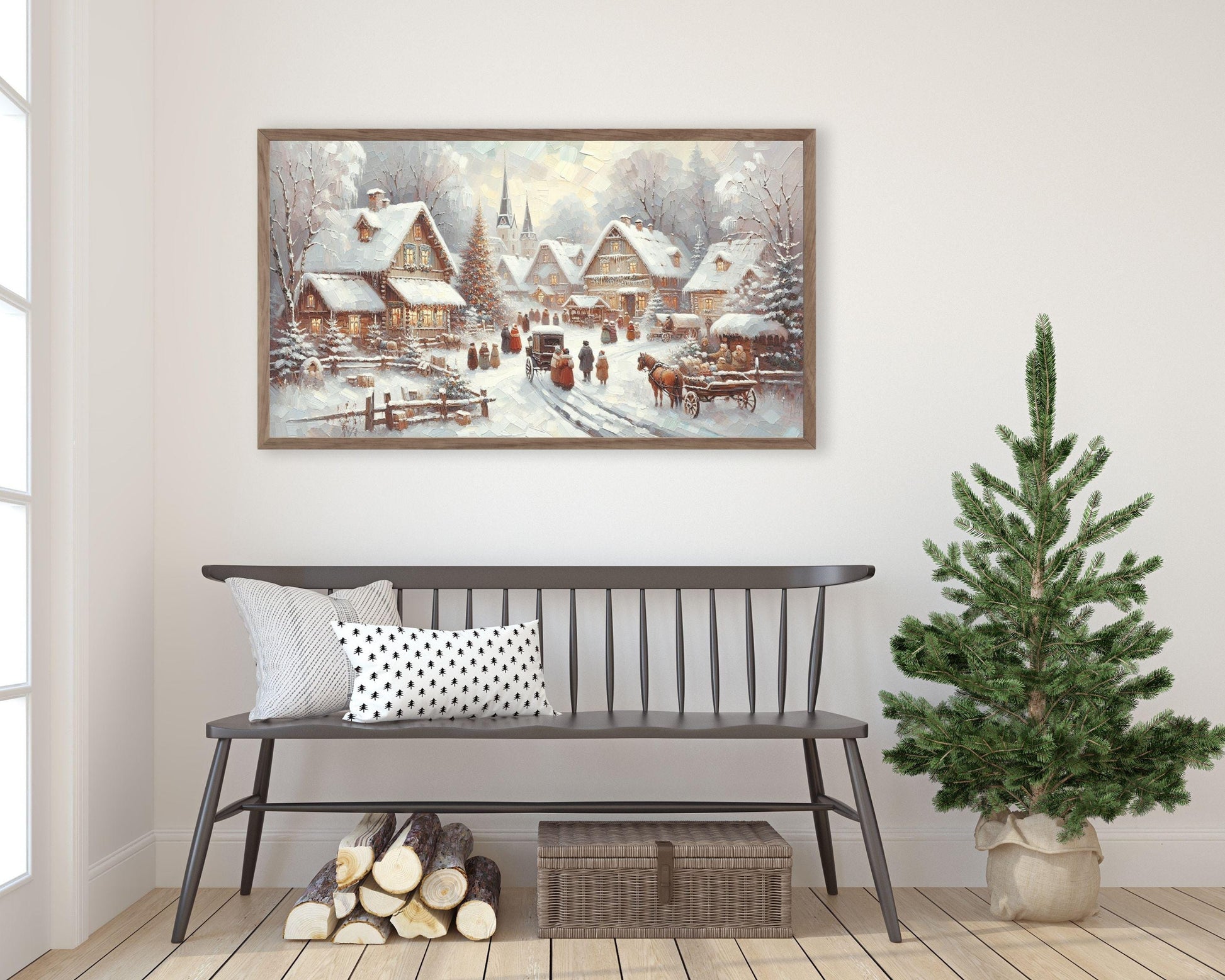 Christmas Village in Winter Frame TV Art