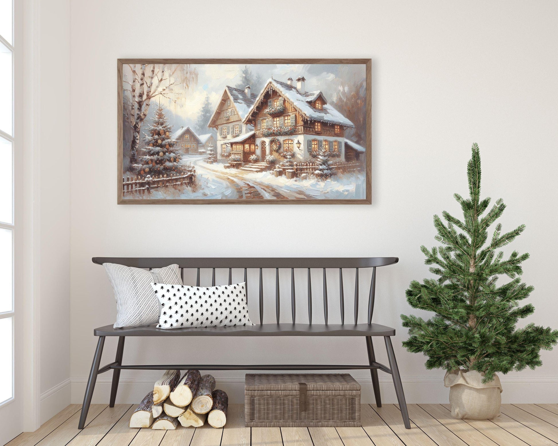 Bavarian Christmas Houses Frame TV Art