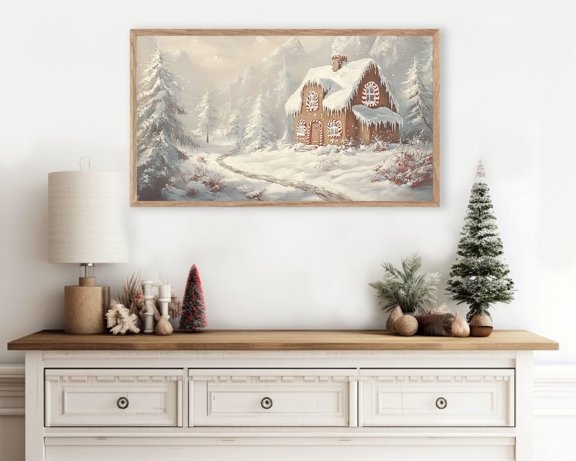 Gingerbread House in Winter Landscape Frame TV Art