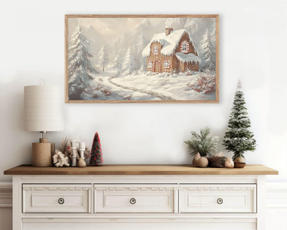 Gingerbread House in Winter Landscape Frame TV Art