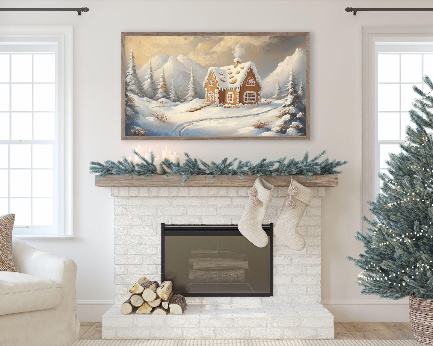 Cute Gingerbread House Frame TV Art