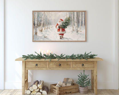 Santa in the Snow Christmas Frame TV Art