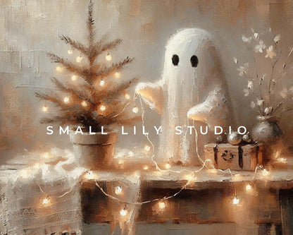 FRAME TV art Ghost Decorating Christmas Tree, Cozy Xmas Halloween Samsung Frame tv art, Fun spooky cute smart TV screensaver | TV496