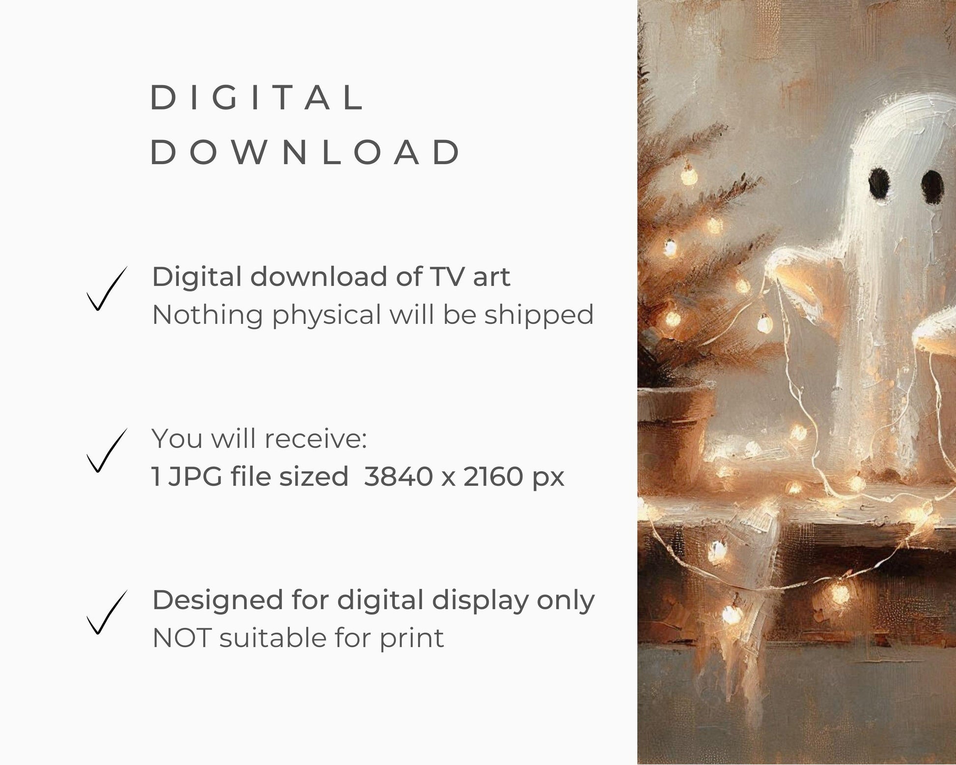 FRAME TV art Ghost Decorating Christmas Tree, Cozy Xmas Halloween Samsung Frame tv art, Fun spooky cute smart TV screensaver | TV496