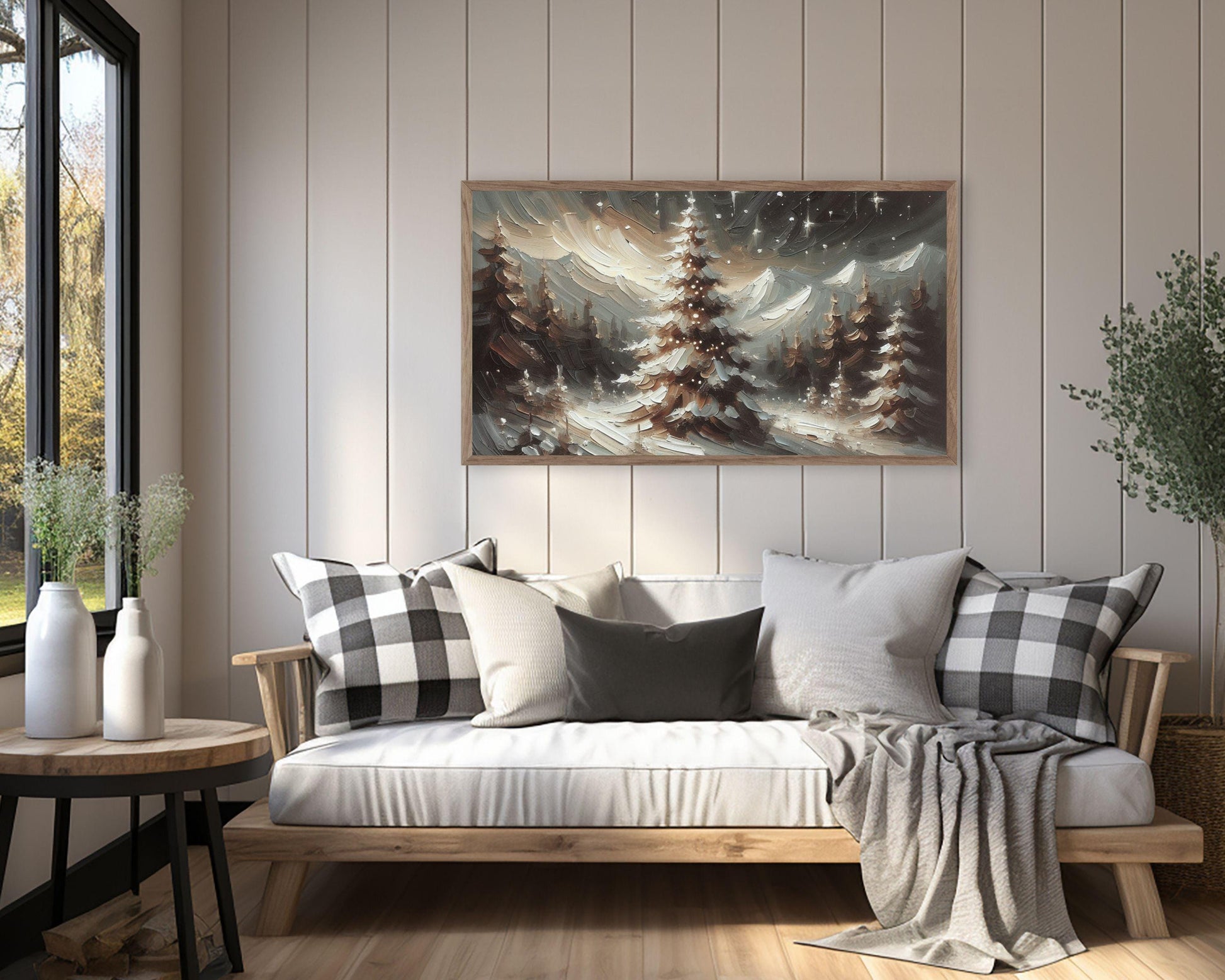 Winter Landscape Pine Tree Frame TV Art