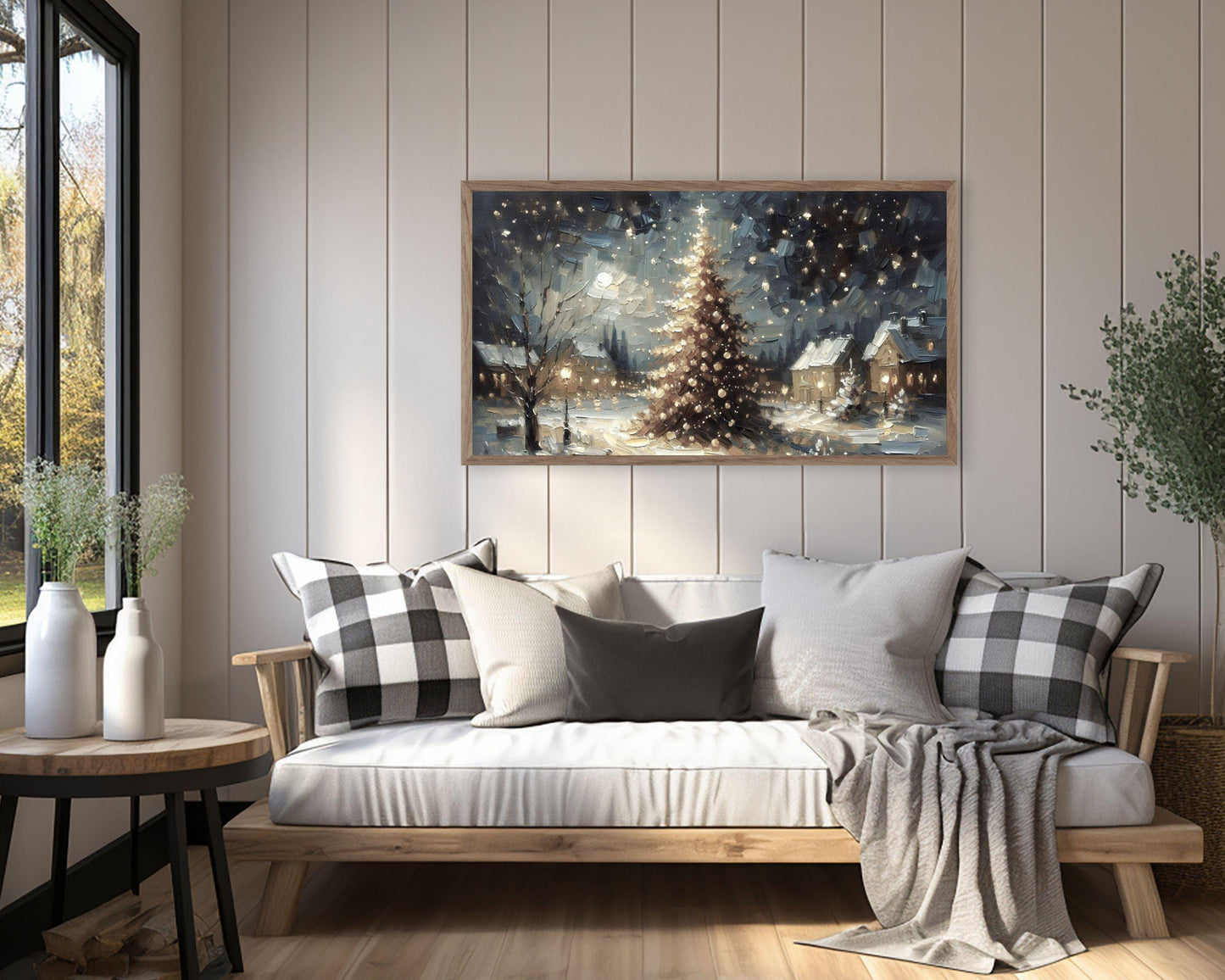 Christmas Tree under Starry Sky Frame TV Art