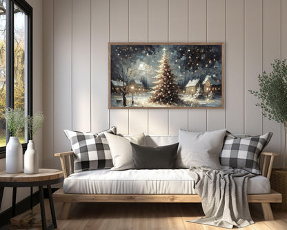 Christmas Tree under Starry Sky Frame TV Art