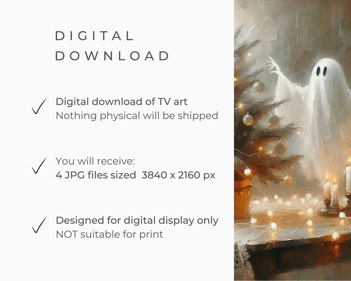 FRAME TV art BUNDLE Christmas Ghosts, Samsung Frame tv art Cute Pictures for Kids, Cozy Festive tv Screensaver for Holiday Season | TV500