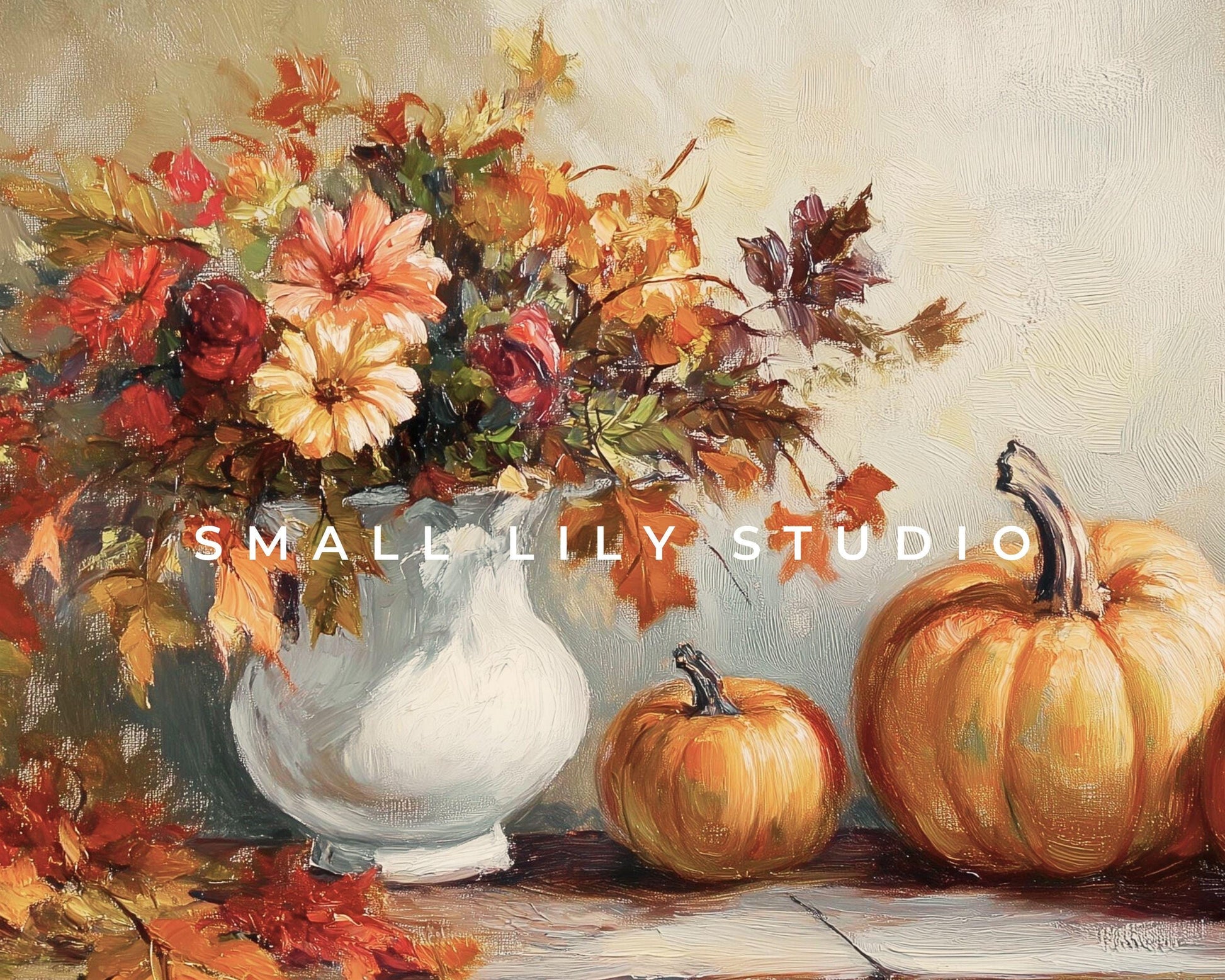 Thanksgiving Fall Florals and Pumpkins Frame TV Art