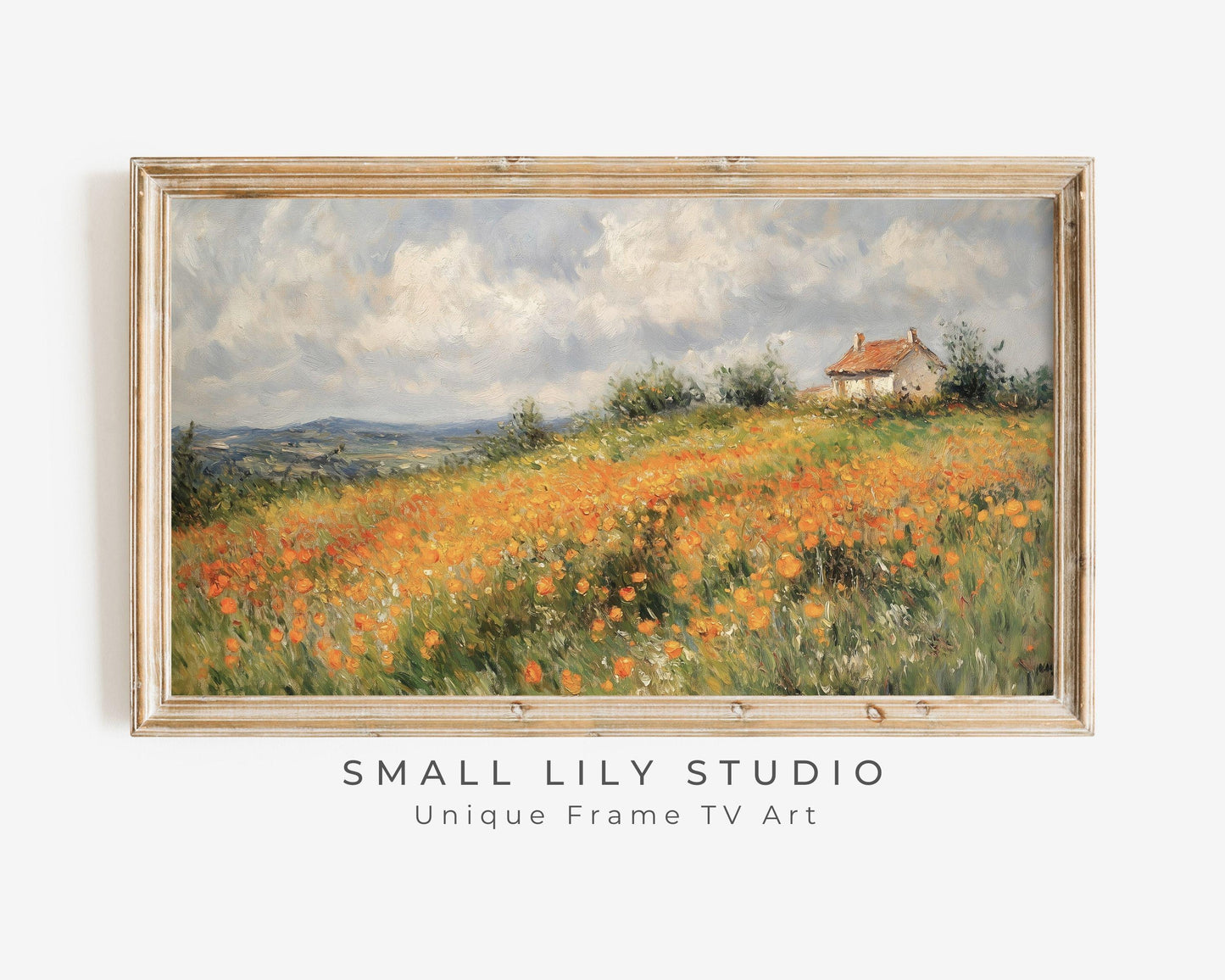 FRAME TV art Fall Wildflower Field on a Hill, Samsung Frame TV Art Autumn Floral Landscape Vibrant Colorful Painting Tv Screensaver | TV511