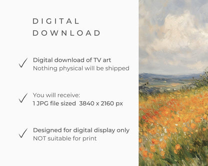 FRAME TV art Fall Wildflower Field on a Hill, Samsung Frame TV Art Autumn Floral Landscape Vibrant Colorful Painting Tv Screensaver | TV511