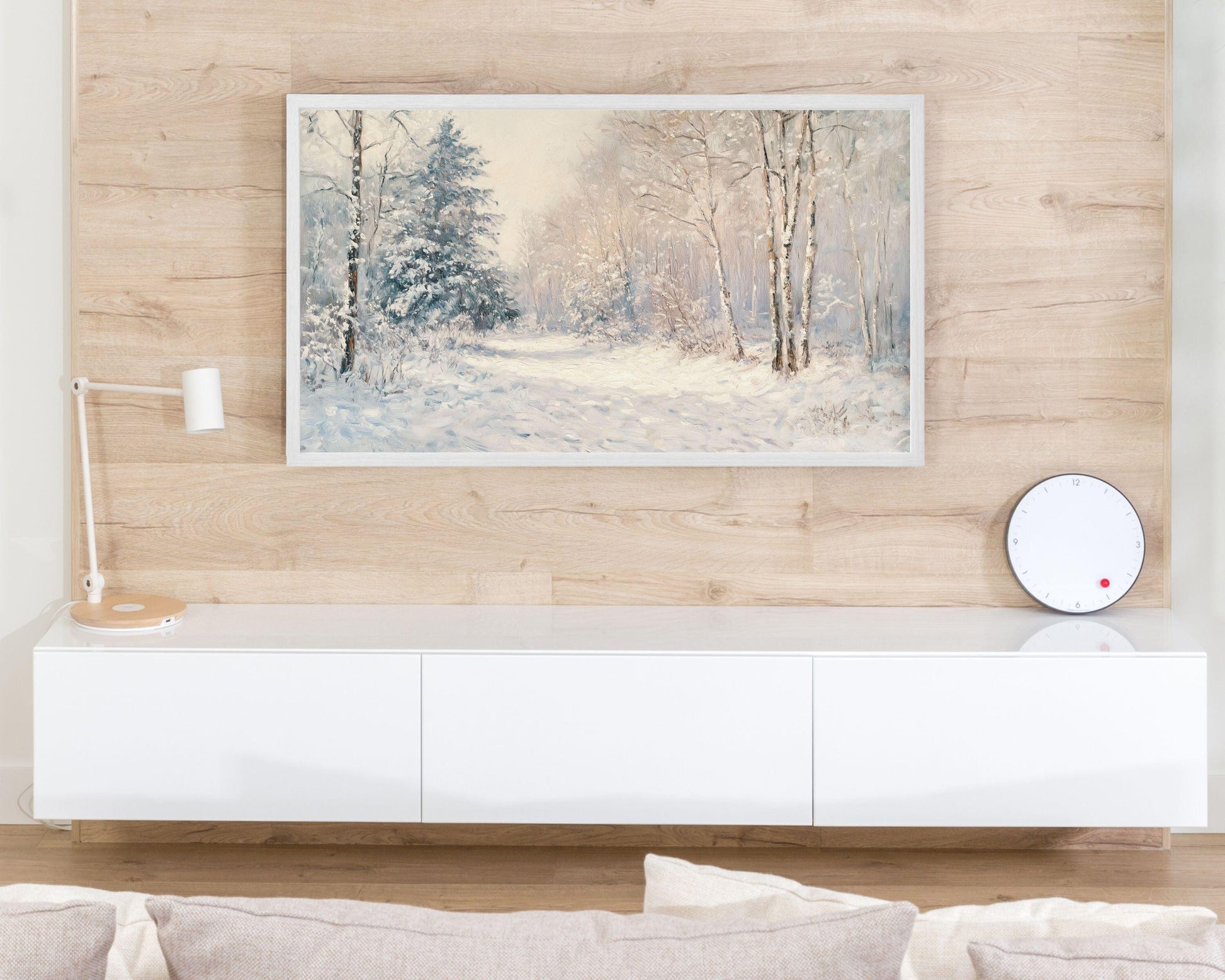 Winter Landscape Pink Frame TV Art