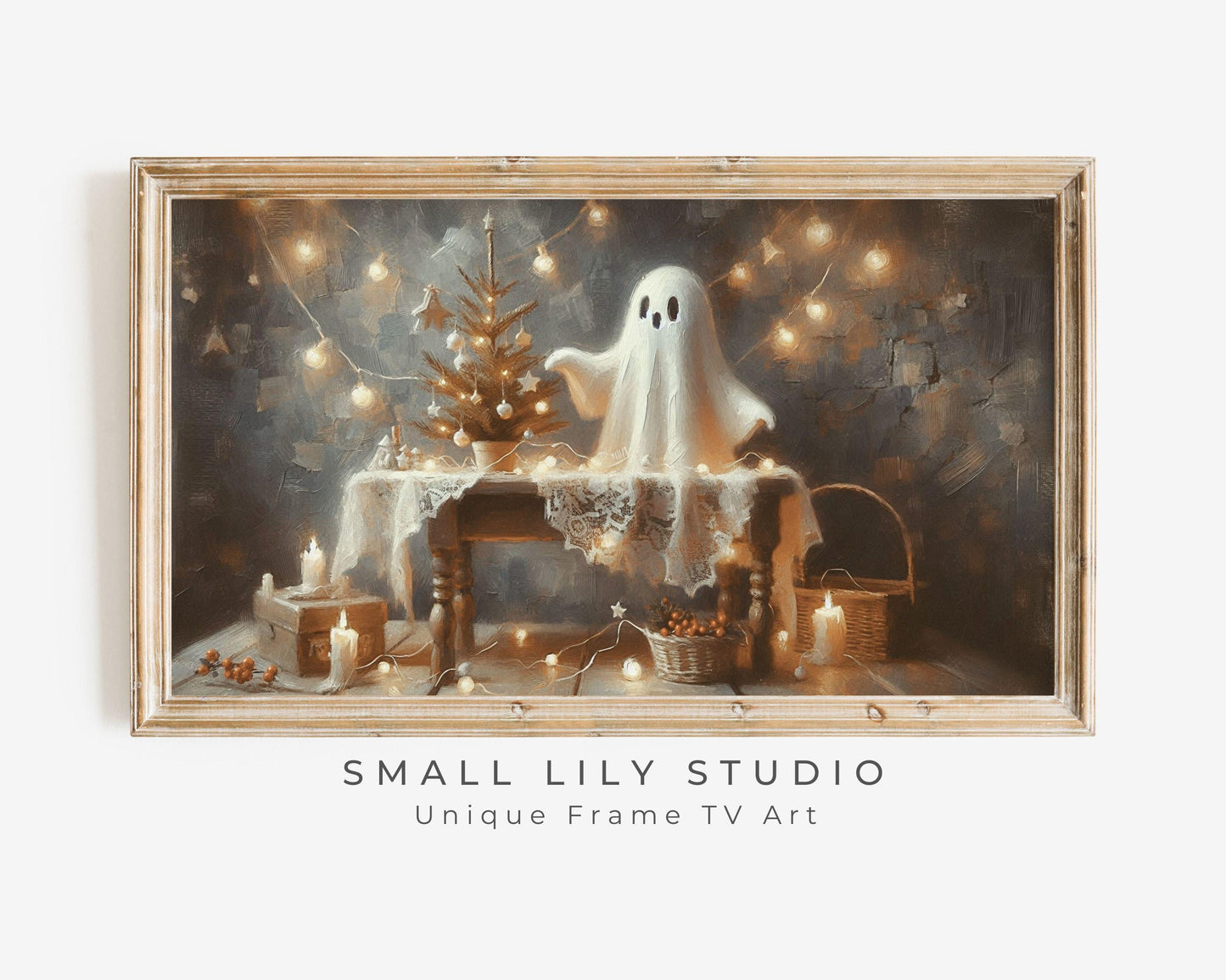 FRAME TV art Ghost Decorating For Christmas, Cozy Xmas Halloween Samsung Frame tv art, Fun spooky cute smart TV screensaver | TV498