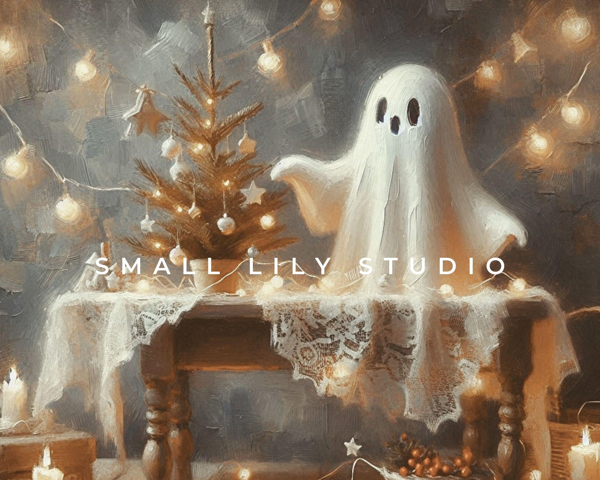 FRAME TV art Ghost Decorating For Christmas, Cozy Xmas Halloween Samsung Frame tv art, Fun spooky cute smart TV screensaver | TV498