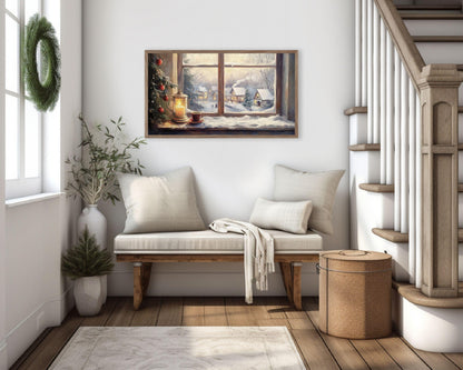 Window to Christmas Village Frame TV Art