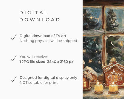 FRAME TV Art Gingerbread Houses on Window Sill, Christmas Night Samsung Frame TV Art Cute Festive, Cozy Xmas Tv Art Screensaver | TV520