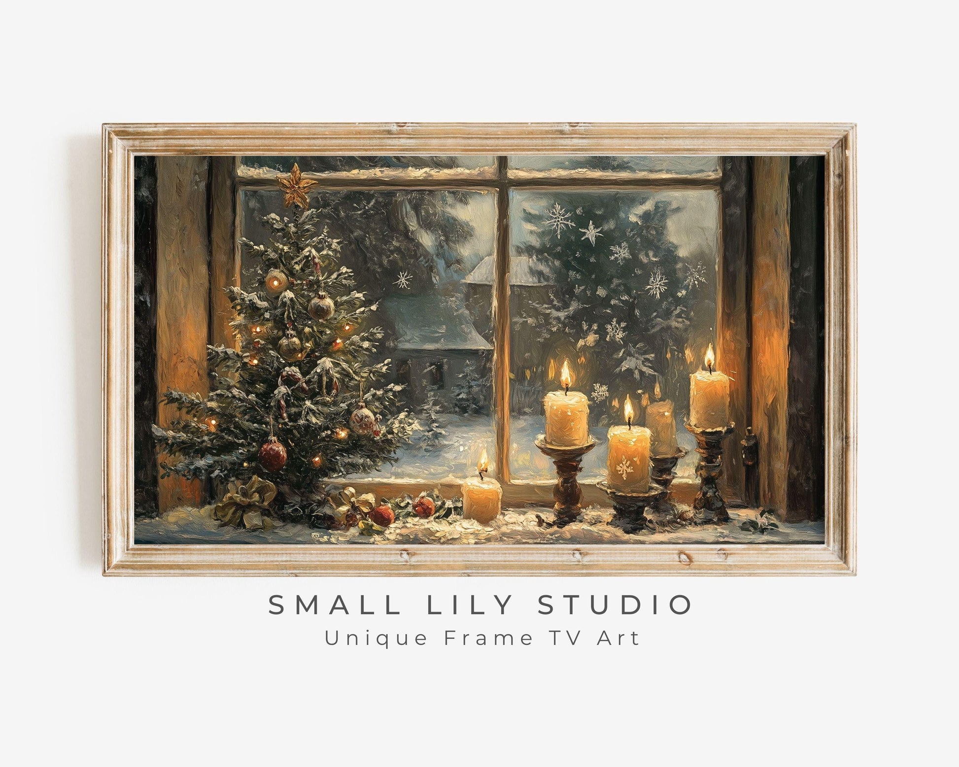 Moody Christmas Window Frame TV Art
