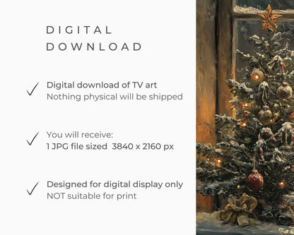 FRAME TV Art Moody Christmas Window, Christmas Night Samsung Frame TV Art, Cozy Xmas Tv Art Screensaver, Tv Art Candlelight Glow | TV521