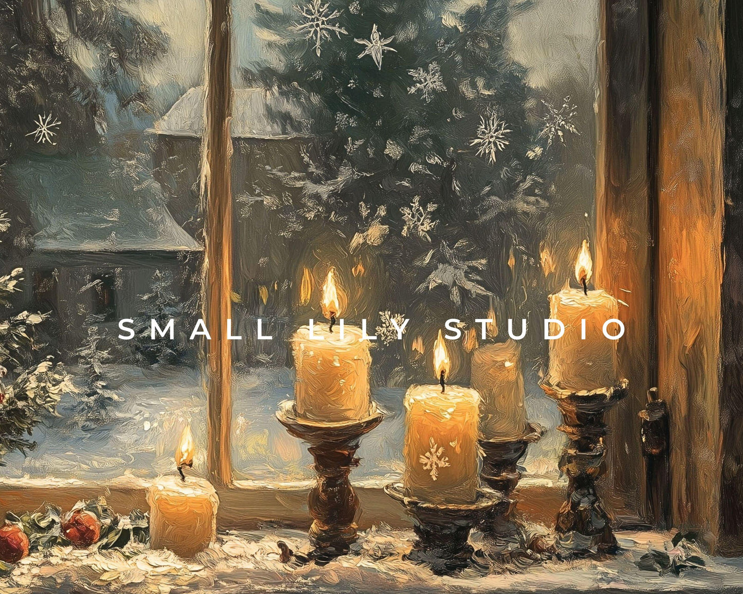 FRAME TV Art Moody Christmas Window, Christmas Night Samsung Frame TV Art, Cozy Xmas Tv Art Screensaver, Tv Art Candlelight Glow | TV521