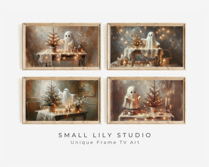 FRAME TV art BUNDLE Christmas Ghosts, Samsung Frame tv art Cute Pictures for Kids, Cozy Festive tv Screensaver for Holiday Season | TV500