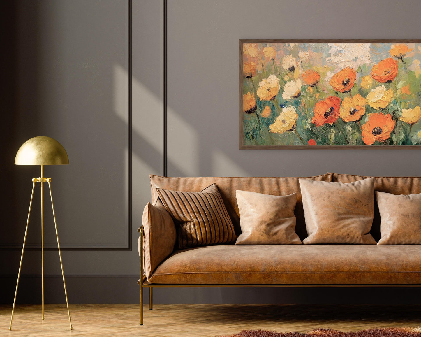 FRAME TV Art Fall Florals Orange and Yellow Poppies, Samsung Frame TV Art Autumn Flowers Textured Painting, Colorful Tv Screensaver | TV506