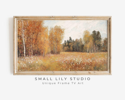 FRAME TV art Fall Wildlflower Field Autumn Landscape, Samsung Frame TV Art Fall Colors Vintage Style Painting Farmhouse Screensaver | TV510