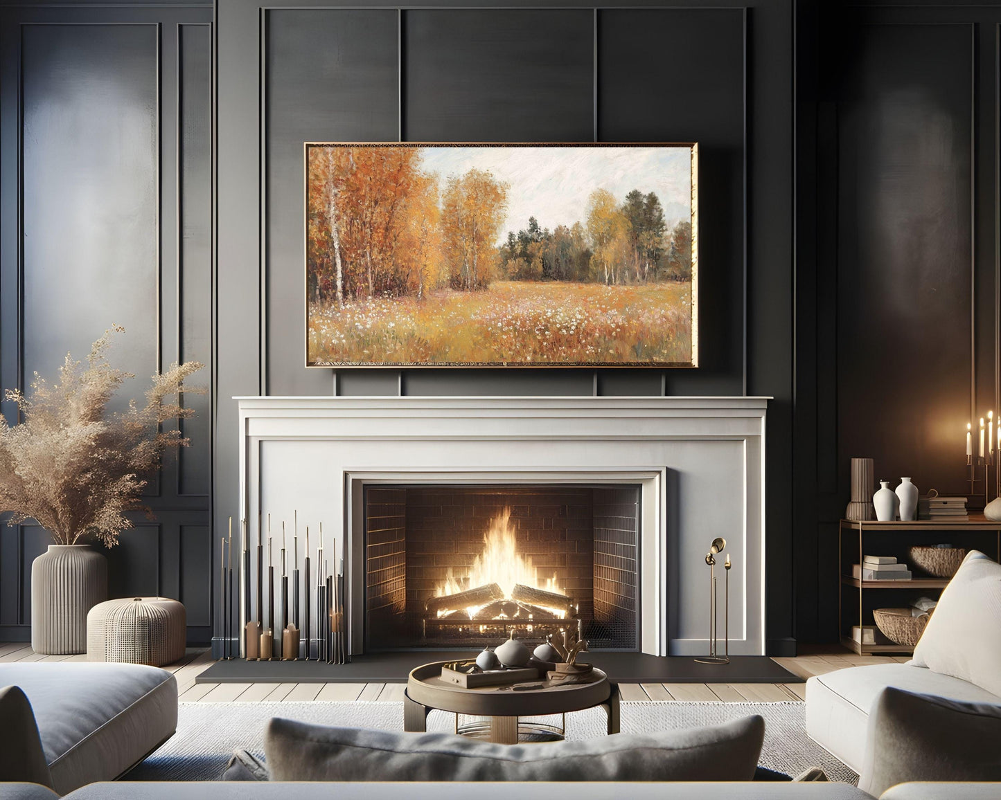 Fall Wildlflower Field Autumn Landscape Frame TV Art