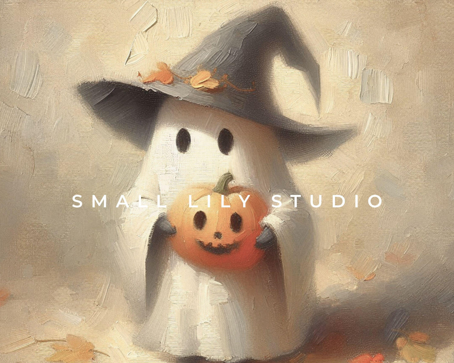 Cute Ghost in Witch's Hat Halloween Frame TV Art