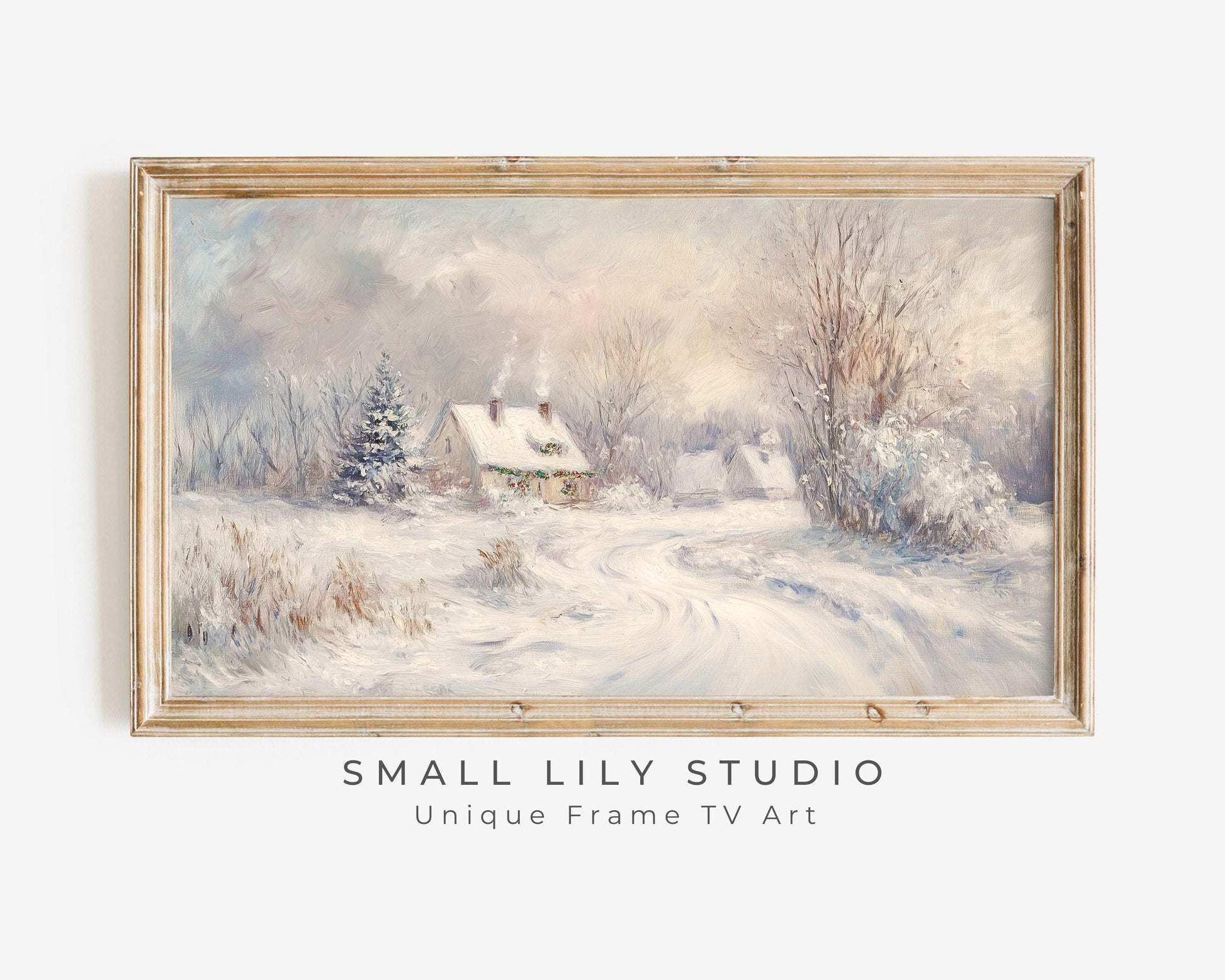Cottage in Winter Landscape Frame TV Art