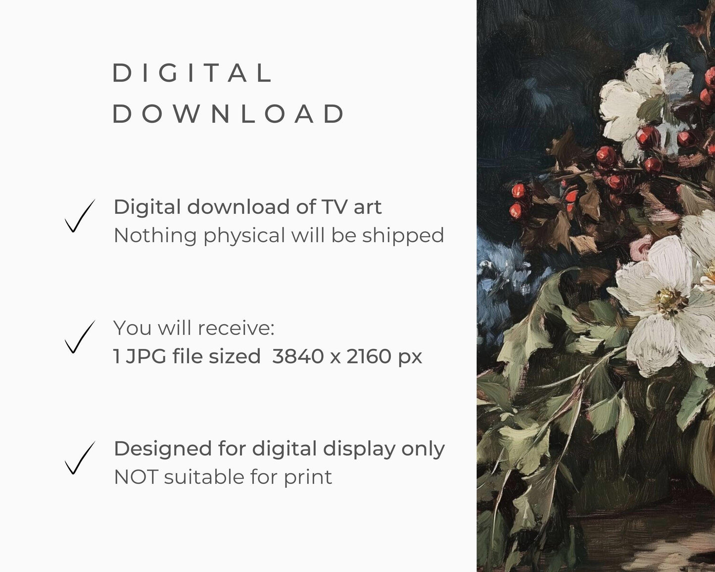 FRAME TV art Moody Fall Botanicals, Samsung Frame tv art vintage style flower still life painting, Earthy organic floral decor | TV537