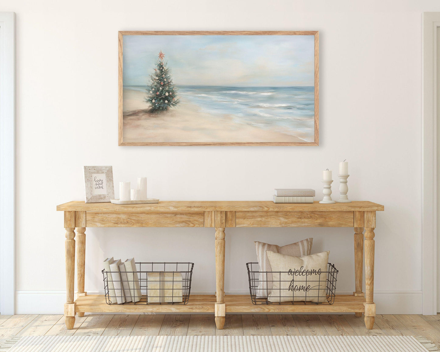 Christmas Tree on Beach Frame TV Art