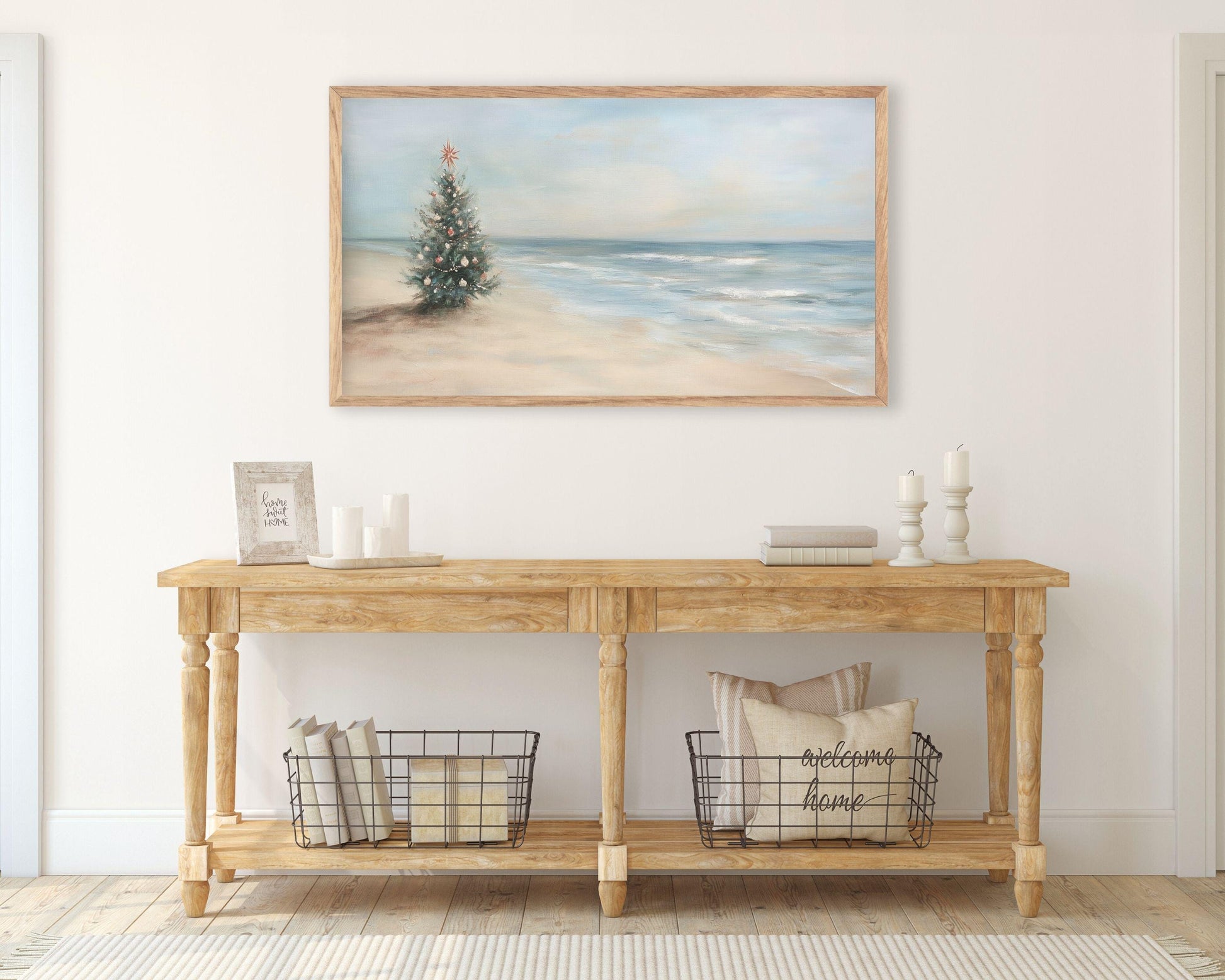 Christmas Tree on Beach Frame TV Art