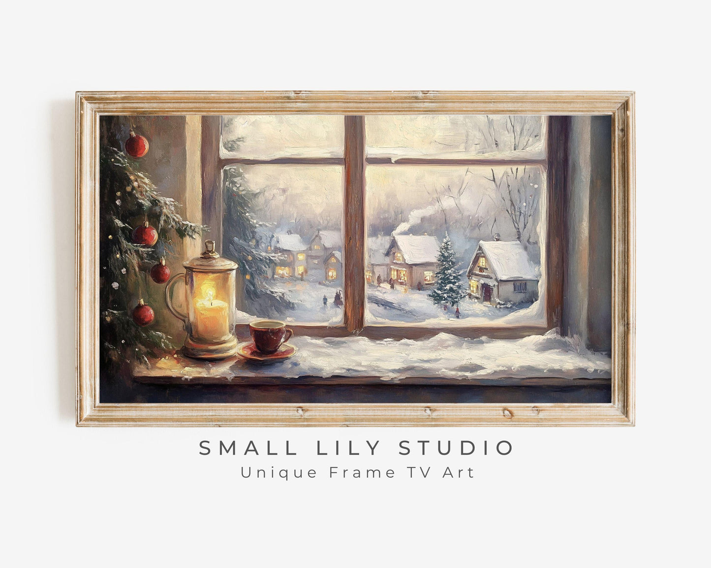 Window to Christmas Village Frame TV Art