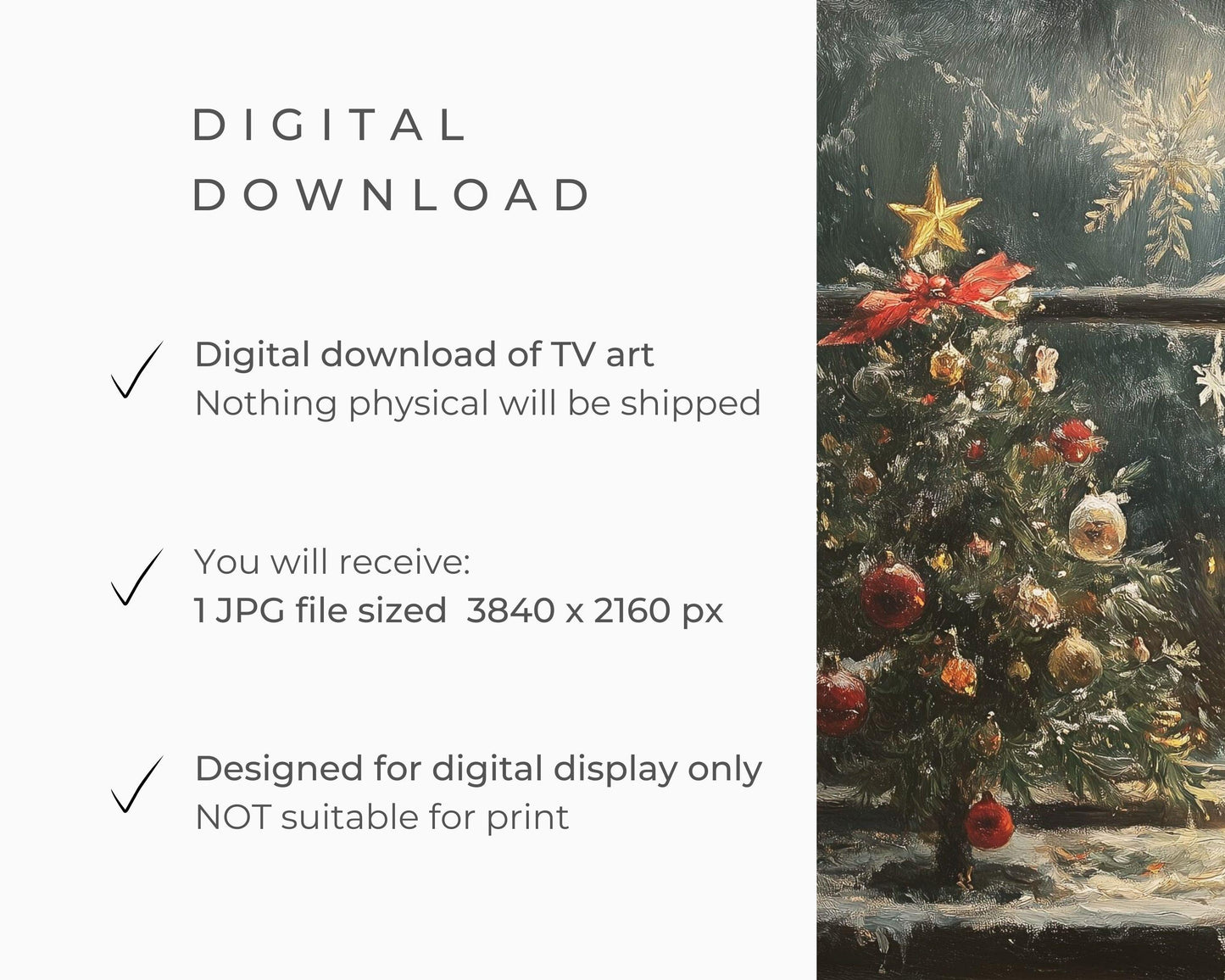 FRAME TV Art Candles and Mini Christmas Tree, Christmas Night Samsung Frame TV Art, Cozy Xmas Tv Art Screensaver, Tv art window view | TV521