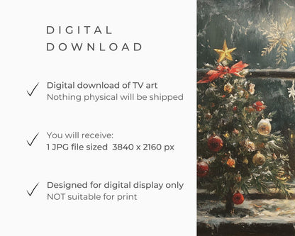 FRAME TV Art Candles and Mini Christmas Tree, Christmas Night Samsung Frame TV Art, Cozy Xmas Tv Art Screensaver, Tv art window view | TV521