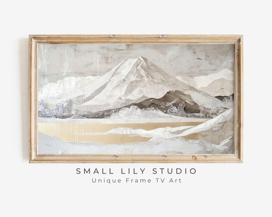 FRAME TV art Mt Fuji and Gold Lake, Samsung Frame tv art vintage Japanese wood block style artwork, Japan landscape tv screensaver | TV534