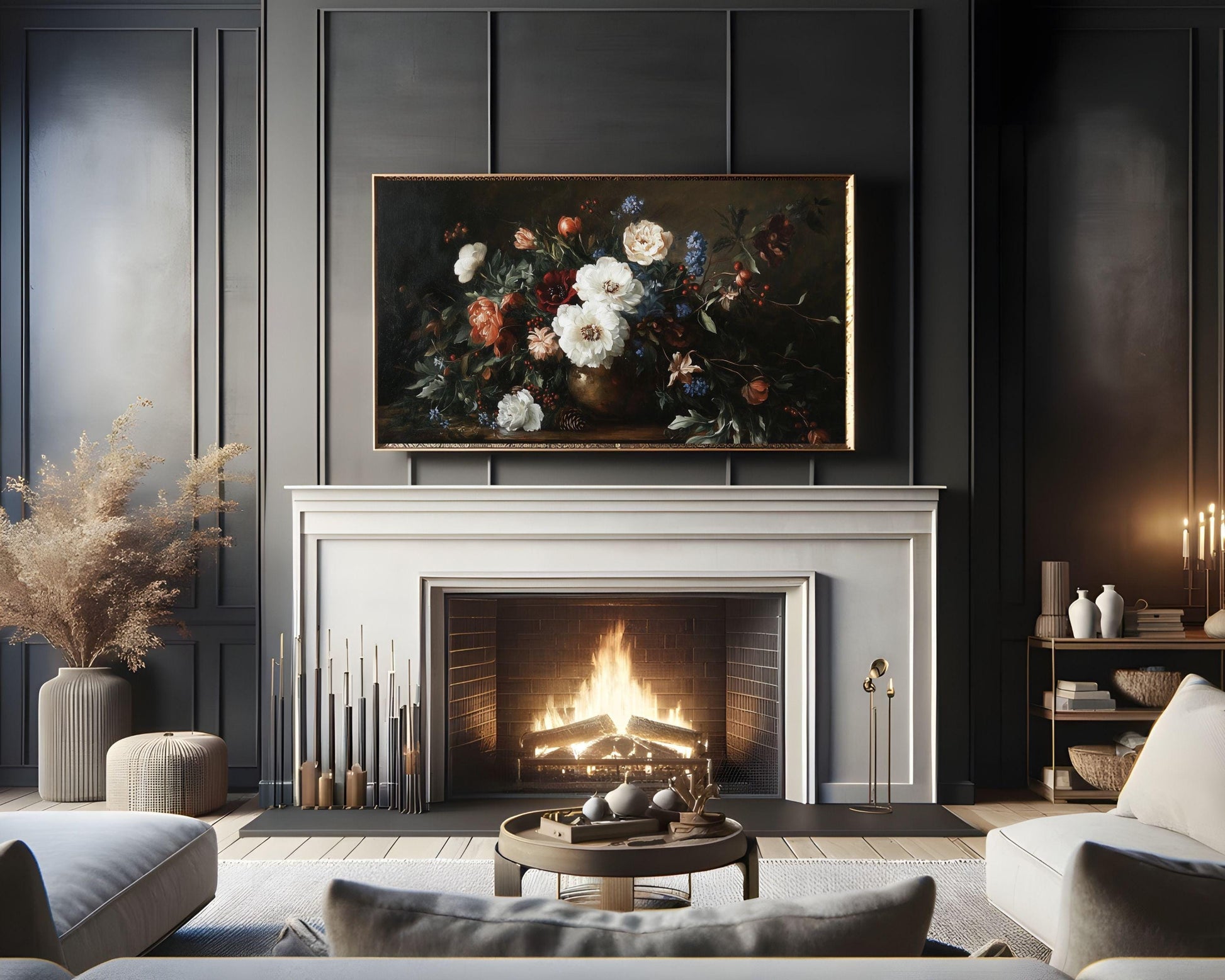 Moody Flowers and Berries Frame TV Art