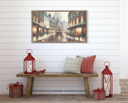 Christmas in the London Rain Frame TV Art
