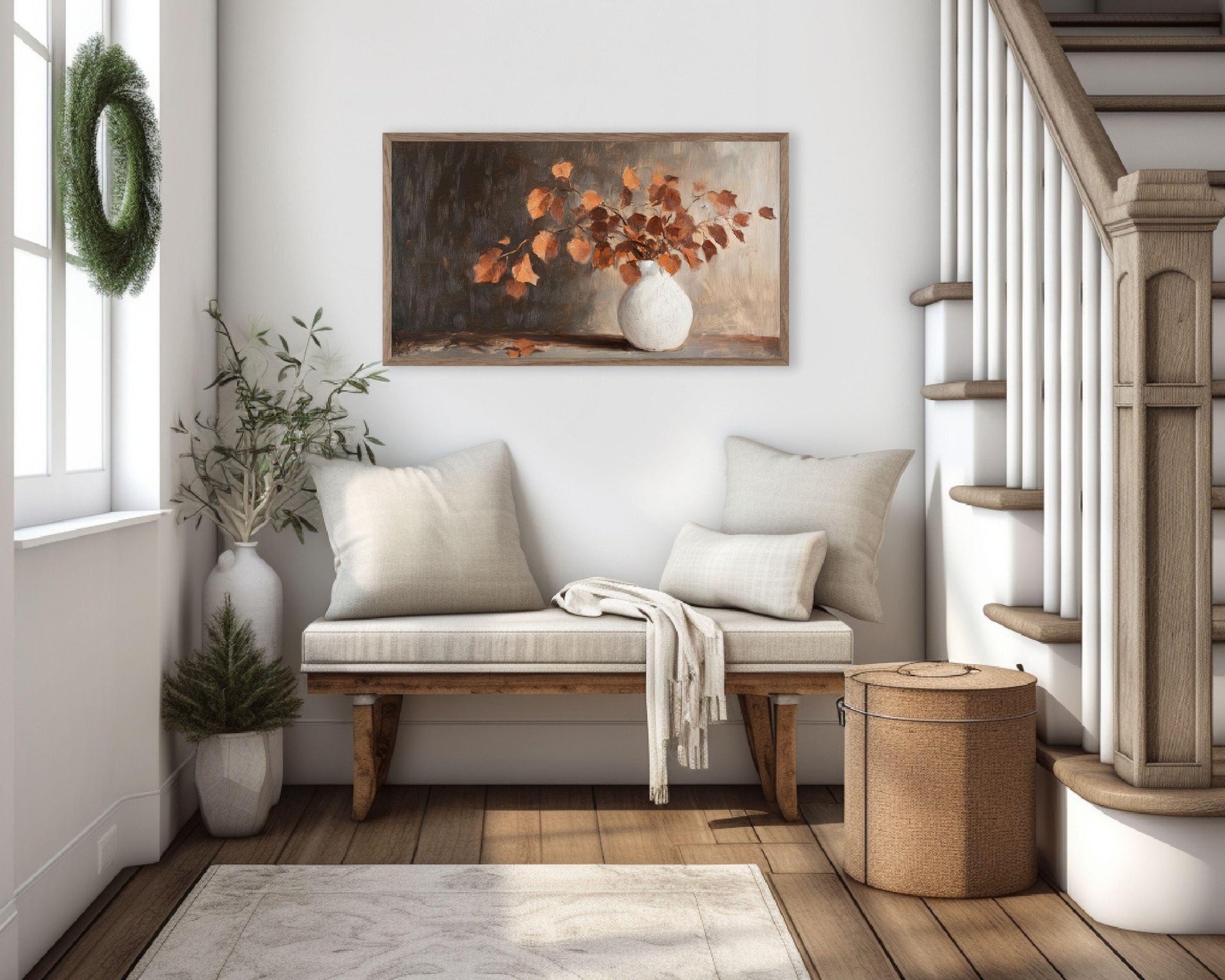 Fall Leaves in Vase Frame TV Art