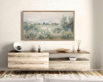 Blue Wildflowers Watercolor Frame TV Art