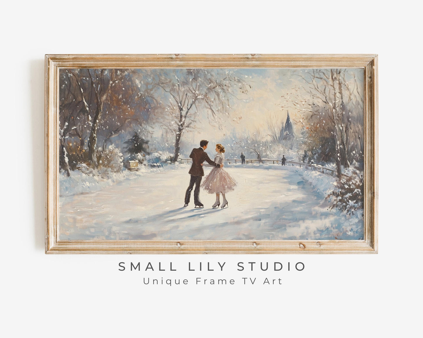 FRAME TV art Couple Ice Skating, Winter Samsung Frame tv art ice dancing in snow, Romantic retro vintage style art winter holidays | TV451