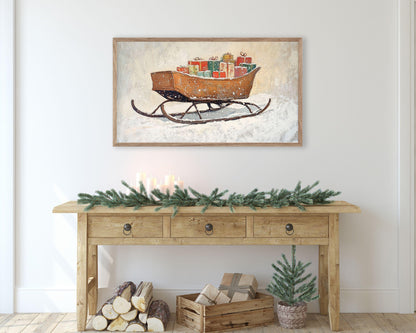 Sleigh with Gifts Christmas Frame TV Art