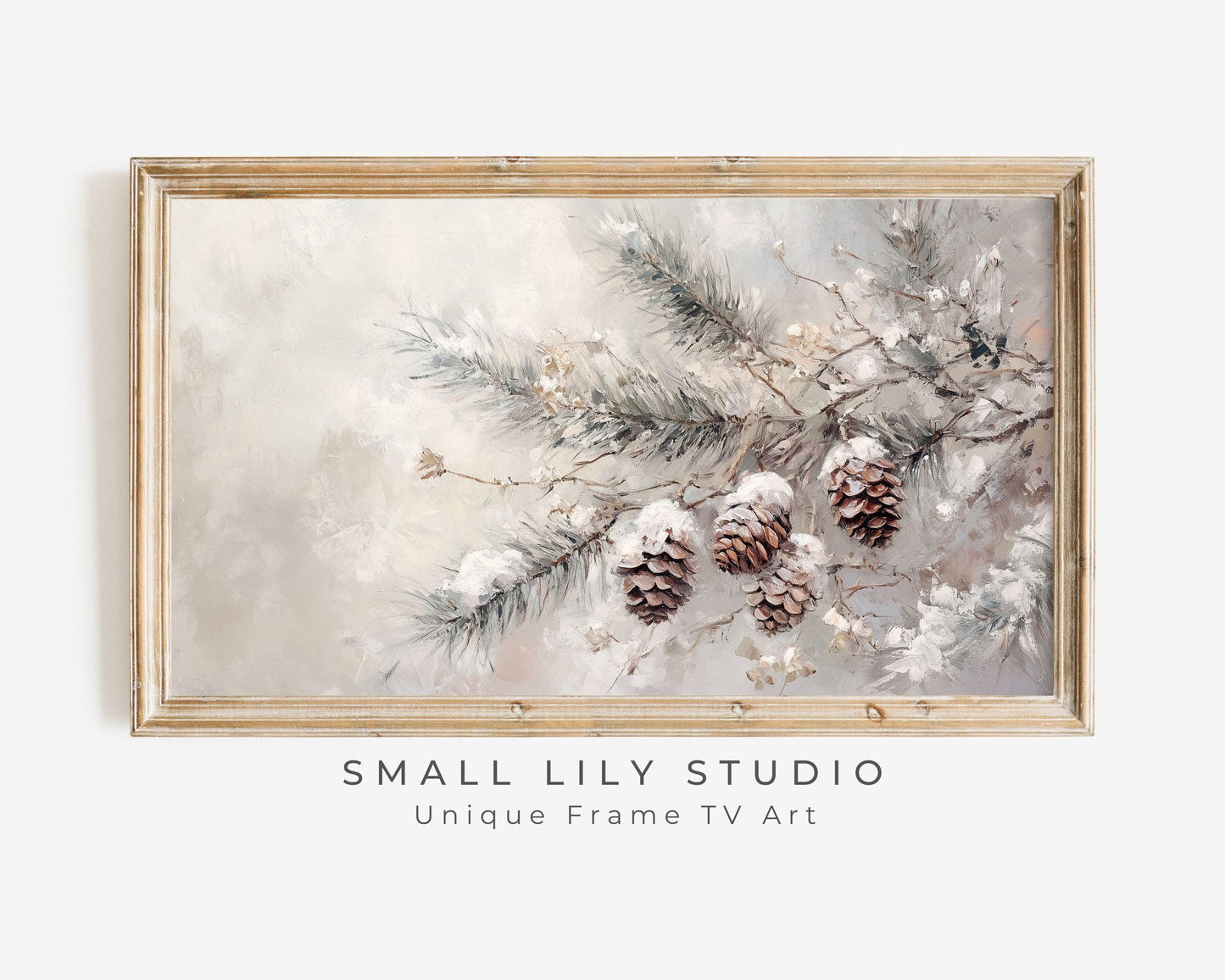 Pine Cones on Tree Christmas Frame TV Art