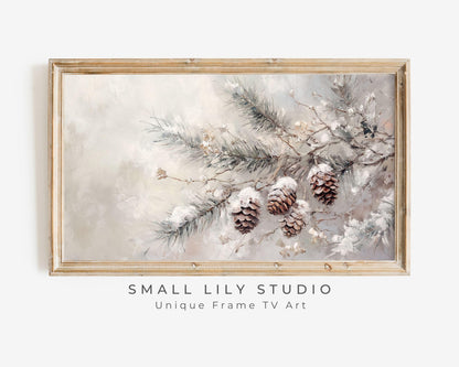 Pine Cones on Tree Christmas Frame TV Art