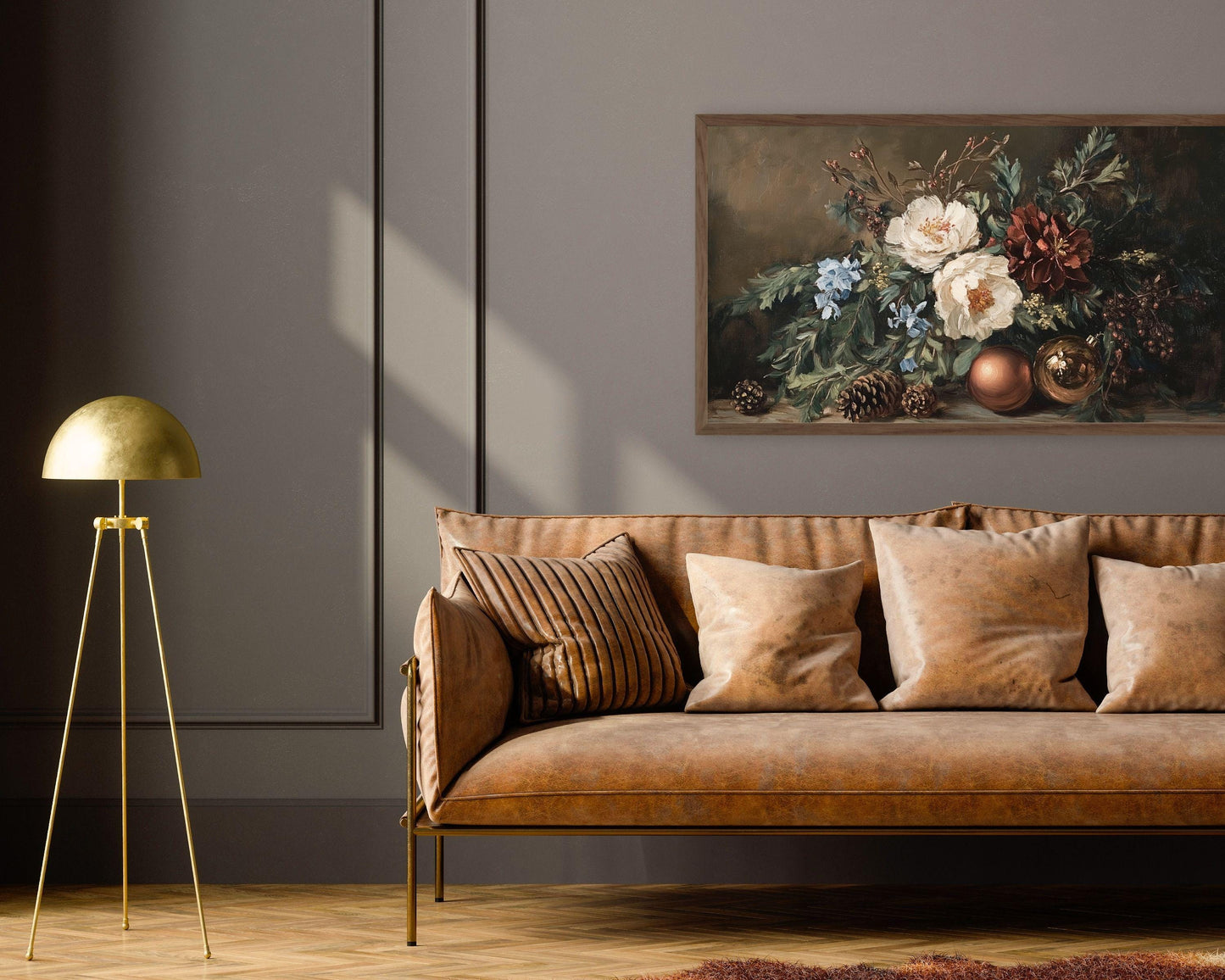 FRAME TV art Moody Fall Florals, Samsung Frame tv art vintage style flower still life painting, Earthy organic Christmas decor | TV535